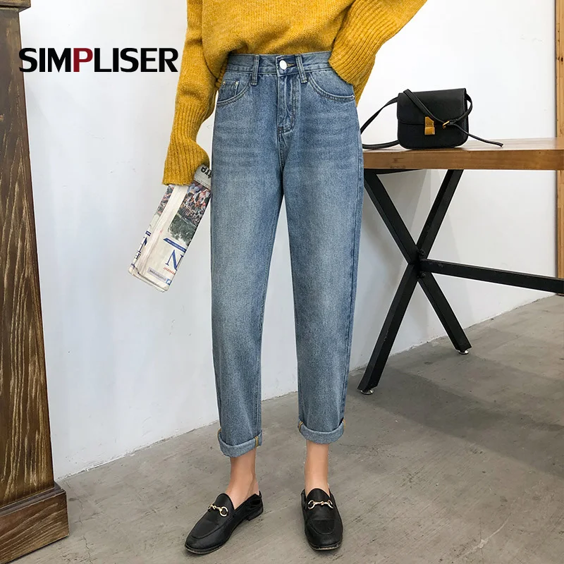 Denim Blue Jeans Women Pants Ankle Length Harem Pants Femme High Street Retro Jeans 2019 Spring New High Waist Trousers Capri Denim Blue Jeans Women Pants Ankle Length Harem Pants Femme High Street Retro Jeans 2019 Spring New High Waist Trousers Capri