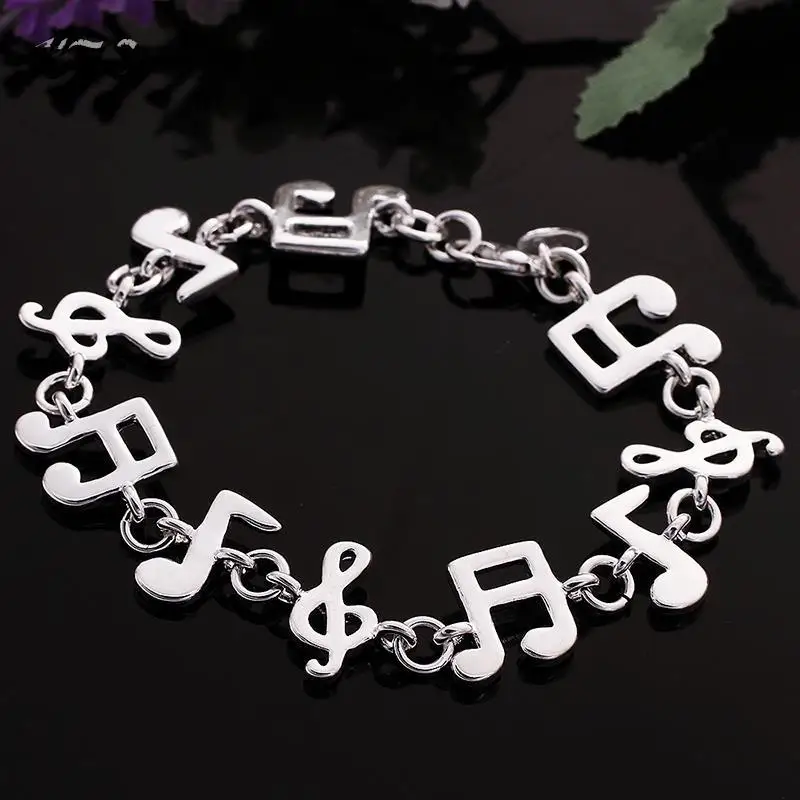 Latest Classy Design Silver Plated Personalized Musical Note Bracelet