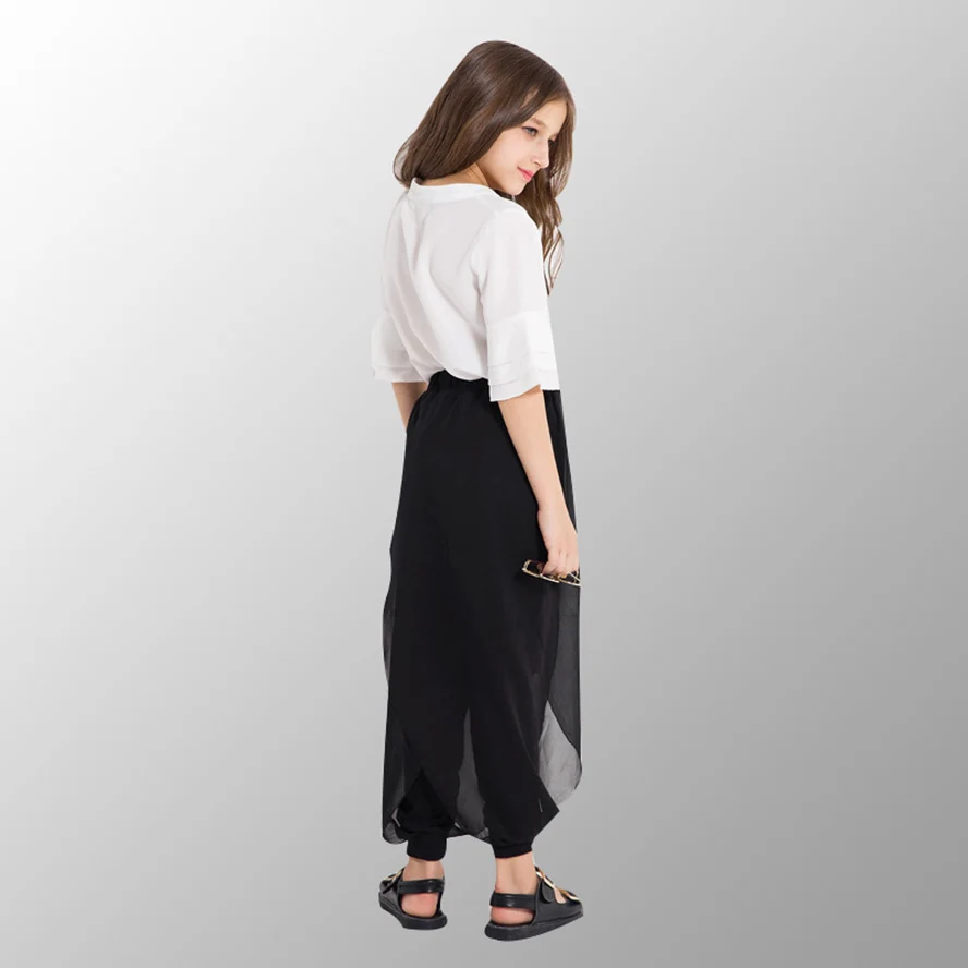 

Fashion Teenage Girls Clothing Sets Chiffon Kids Clothing Sets 2 pieces Tops Pants for Spring Autumn Child 6 8 10 12 14 years