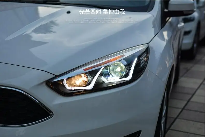 Hireno фары для- Ford Focus фар автомобиля сборки светодиодный DRL ангел объектив двойной луч ксеноновые 2 шт