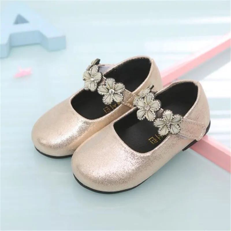 

Flower girl spring and autumn princess leather shoes cute rhinestone flower girl casual shoes size 21-30
