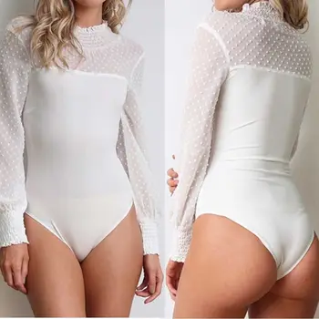 

Women Long Sleeve Bodysuit Ladies Bodycon Slim Long Sleeves Bodysuit Fashion One Piece Tops