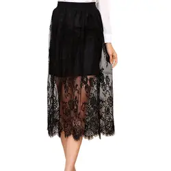 Smxl Новый Высокая Талия Pleat Элегантный юбка черный, белый цвет колена расклешенные бренд Юбки для женщин модные женские туфли женские