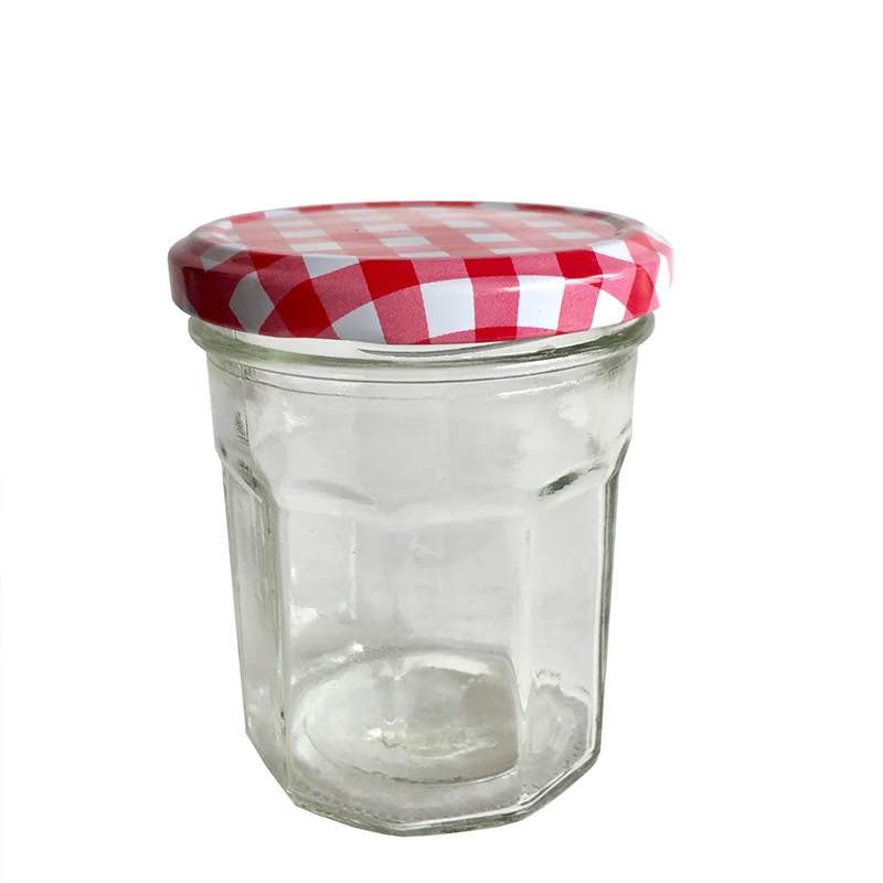 

NEW! 200ML Glass Jam Jars with Red Check lids,Packed 12PCS