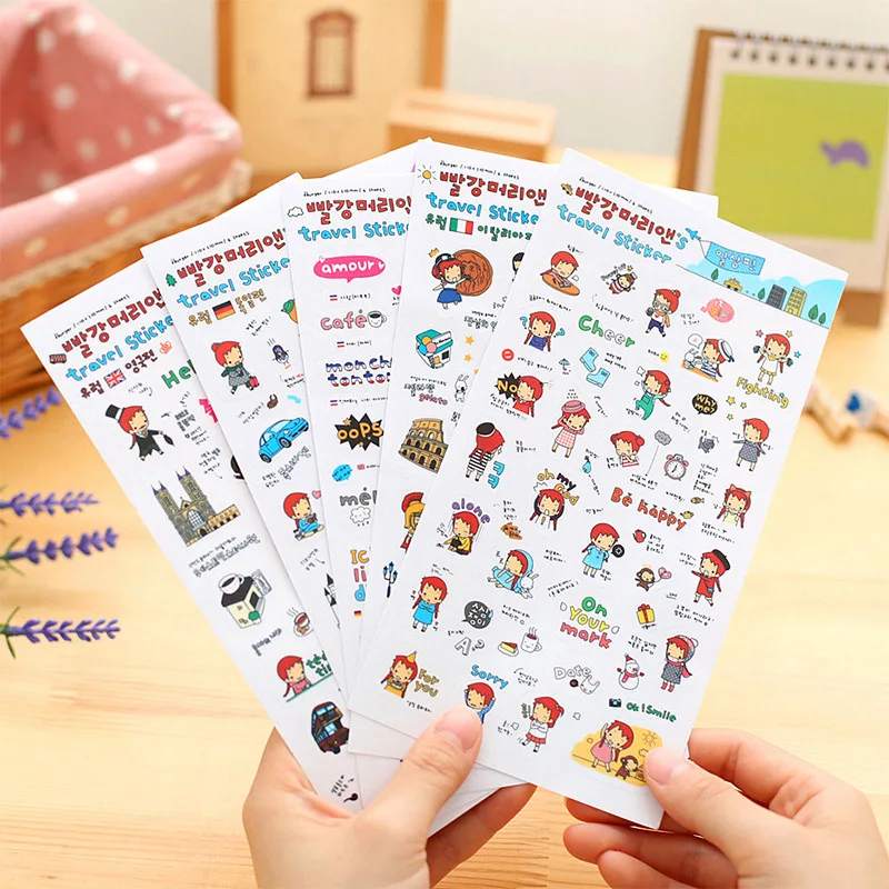 

Cute Kawaii Girl Label Stickers Decorative Stationery Stickers Scrapbooking DIY Diary Album Memo Pad Pegatinas Scrapbook