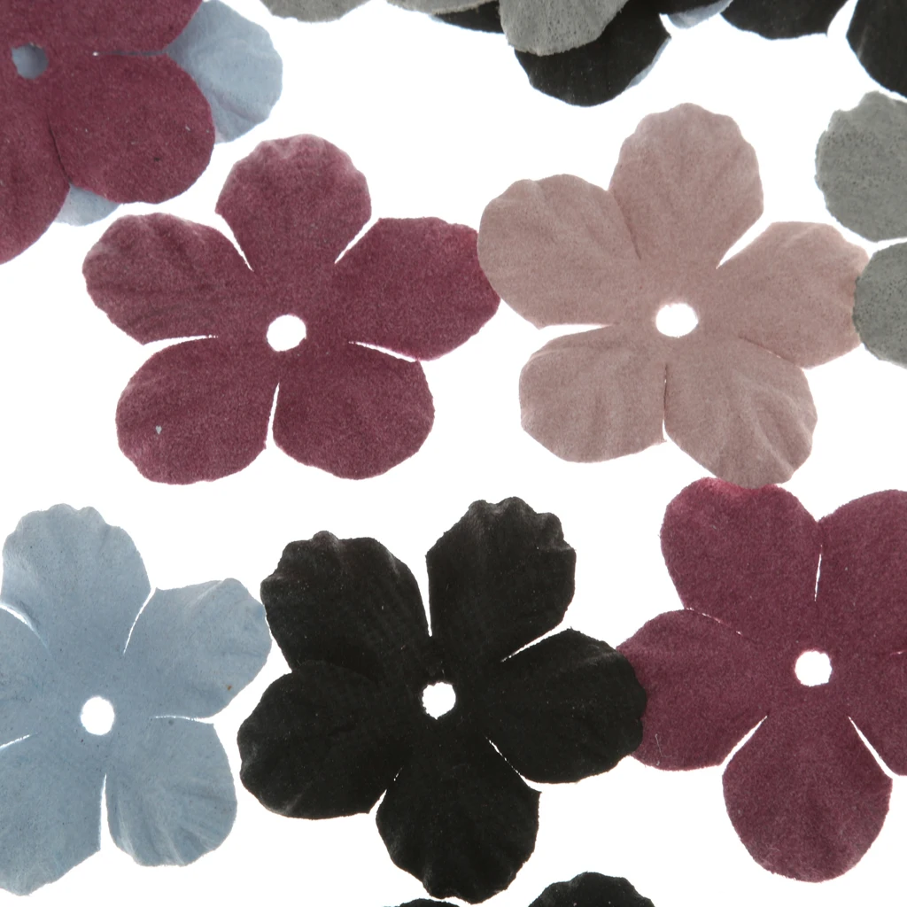 30 Velvet Fabric Flower Embellishment Scrapbooking Applique Craft Mix-color