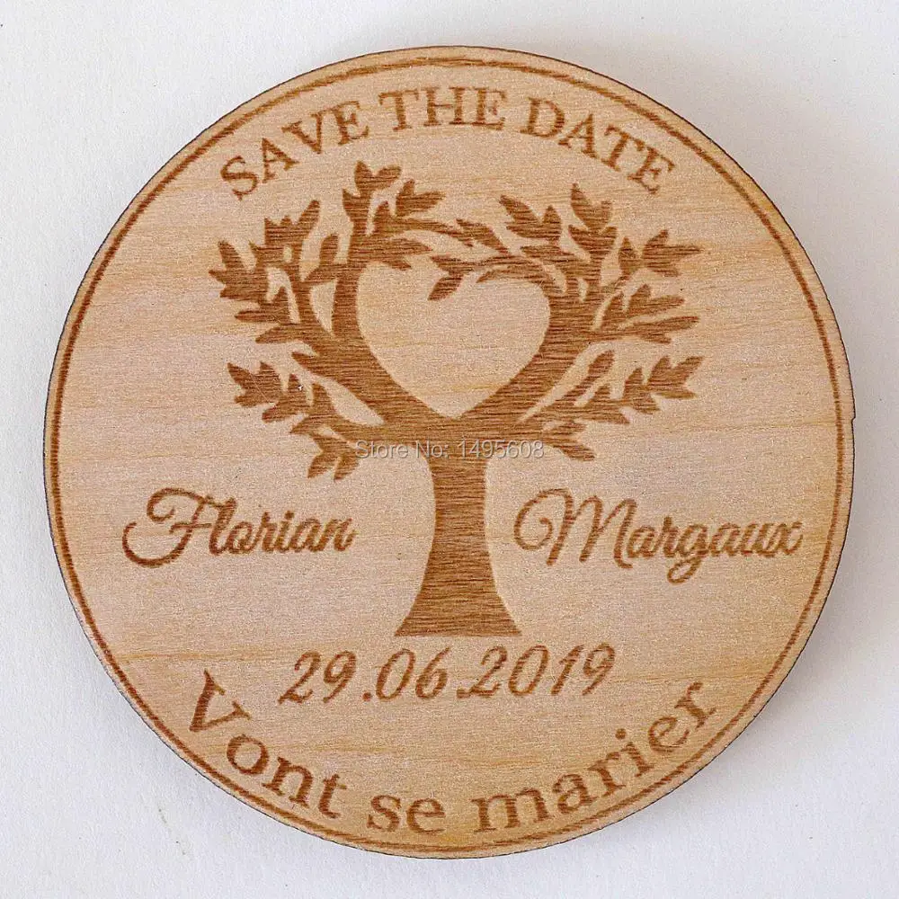  Wedding save the date with tree wood save the date magnet Wedding magnets Custom wooden invitation  - 32829807272
