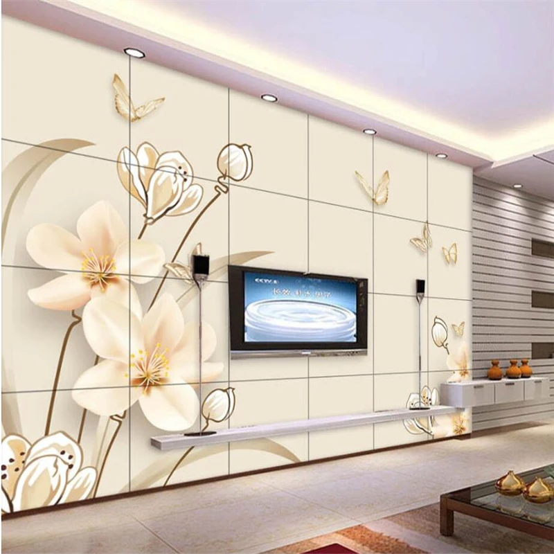 

beibehang Custom 3d wallpaper hand-painted yellow flowers modern fashion 3D murals living room sofa TV background decorative pai