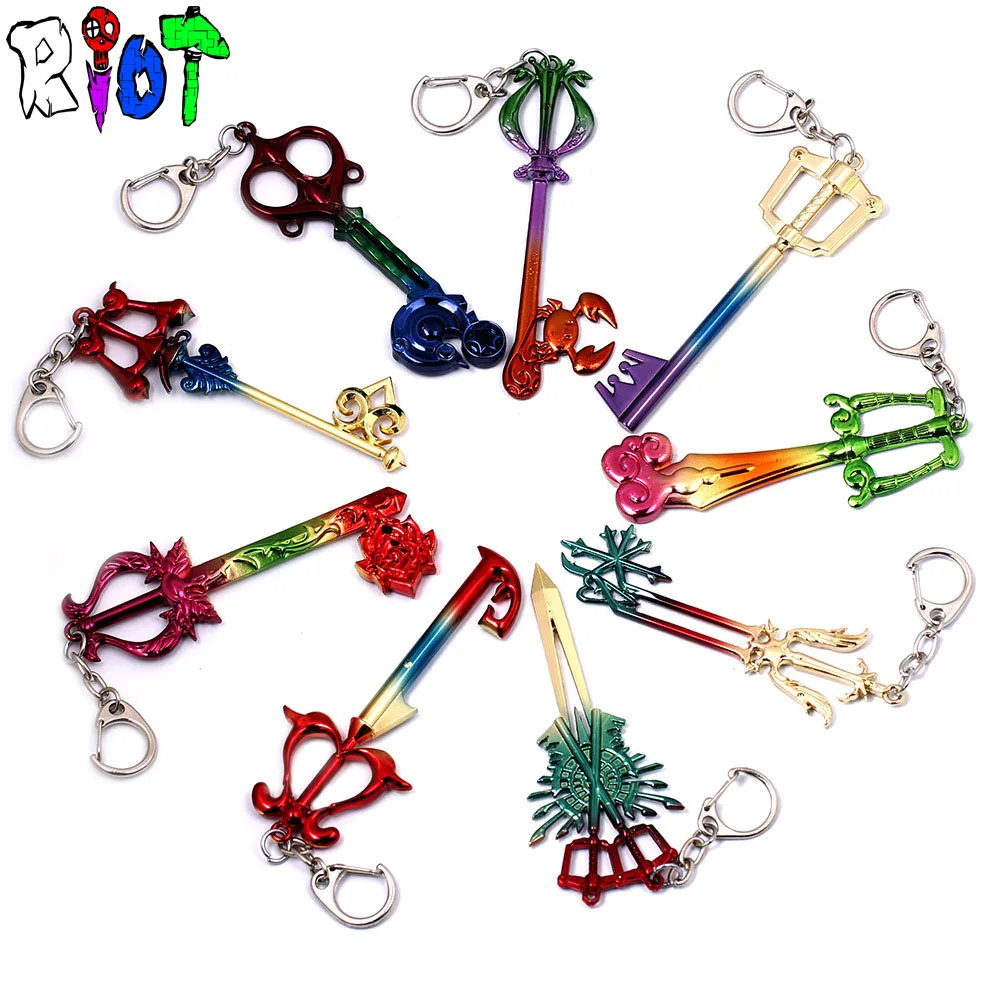 Buy 9 styles anime game Kingdom Hearts keychain colorful Metal alloy key chains