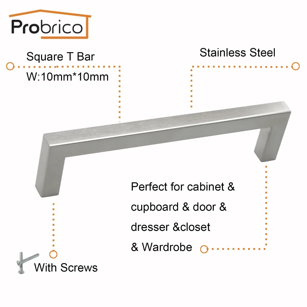 Probrico 5 шт. нержавеющая сталь квадратный барный Шкаф Тянет дверные ручки Матовый никель кухонный шкаф выдвижные ящики тянет JS10