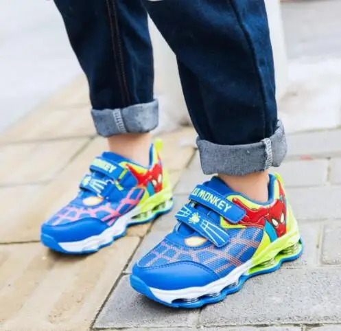 

New Children Boys Spiderman Sneakers Kids Cartoon Sports Shoes Boy PU Casual Boots Rubber Button Shoes EUR 26-36