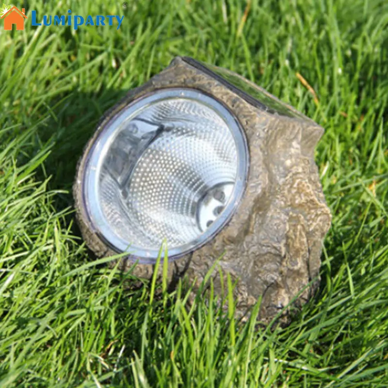 

LumiParty 3 LED Solar Powered Resin Stone Spot Light Outdoor Water Resistant LED Landscape Lamp for Garden Yard Decorative