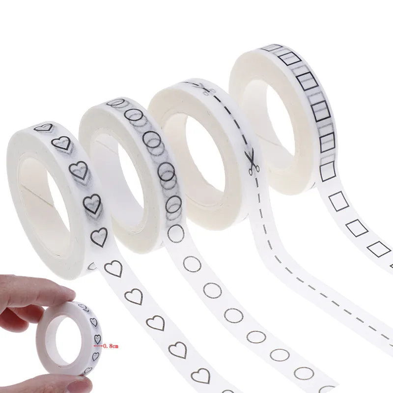 Creative Black Love Heart Washi Tape High Sticky Masking Tape Hand Tear