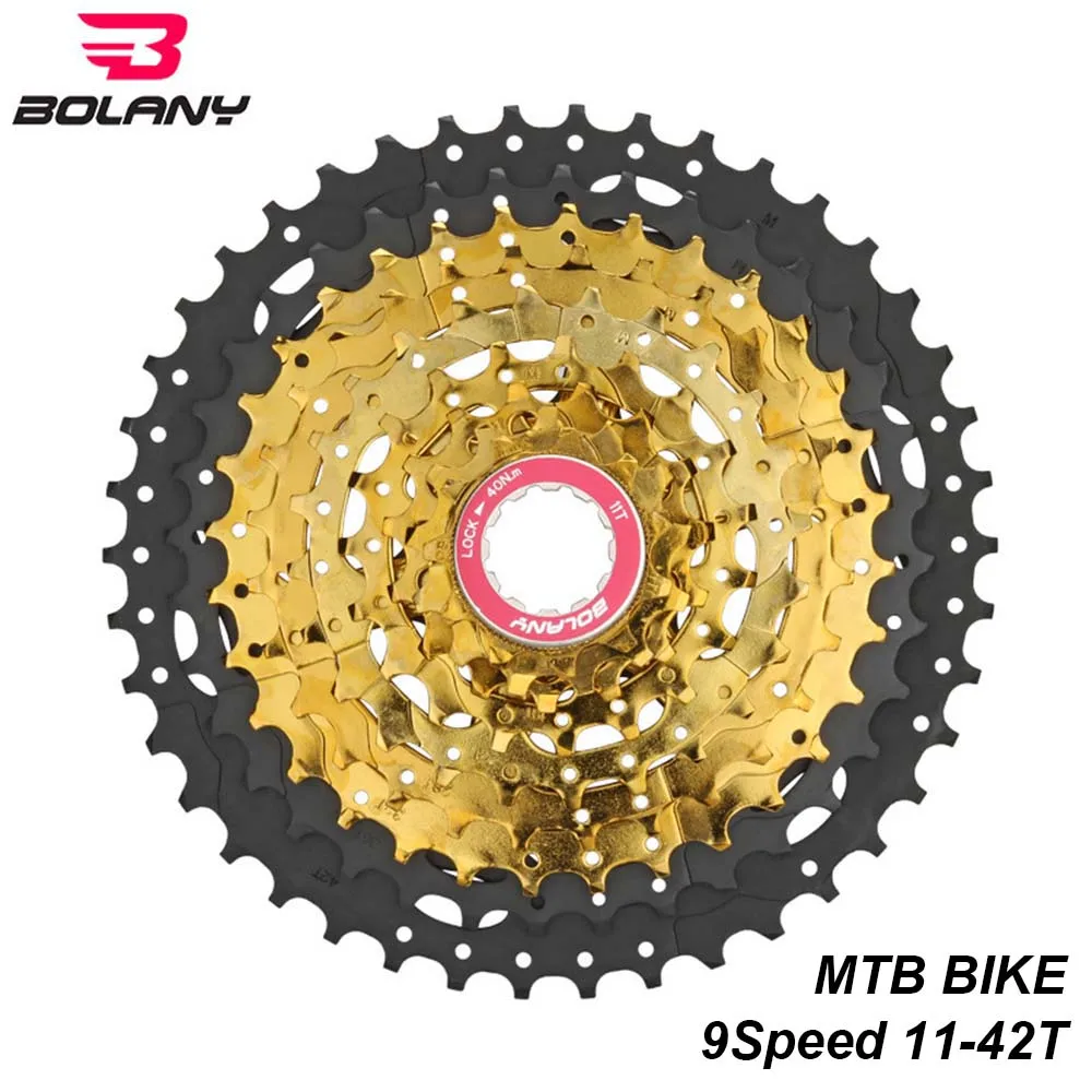 BOLANY MTB велосипед Cassete 9 скоростей 11-42T велосипед свободного хода Черное золото горный кассета Звездочка запчасти для велосипеда Shimano Sram