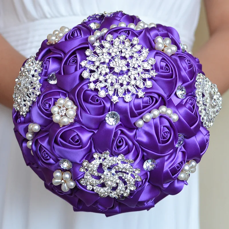 High Quality Hand Made Artificial Wedding Bouquets Flower Crystal Bridesmaid Rhinestone Bridal Wedding Bouquet de mariage