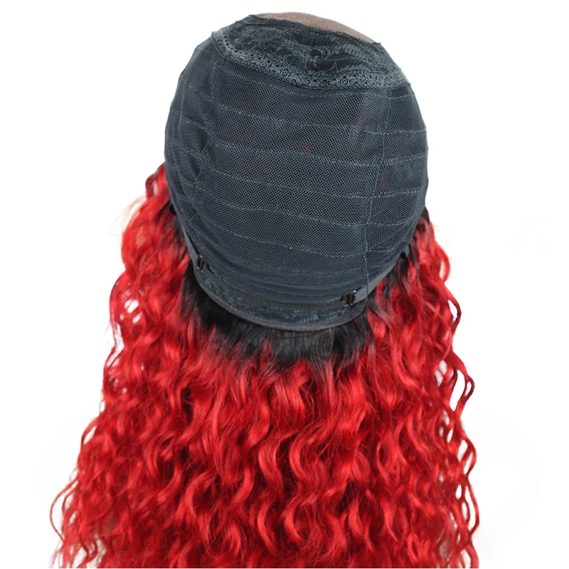 Pinshair 1B Красный волна воды парик фронта шнурка перуанская покраска методом Омбре человеческих волос парики с волосами младенца