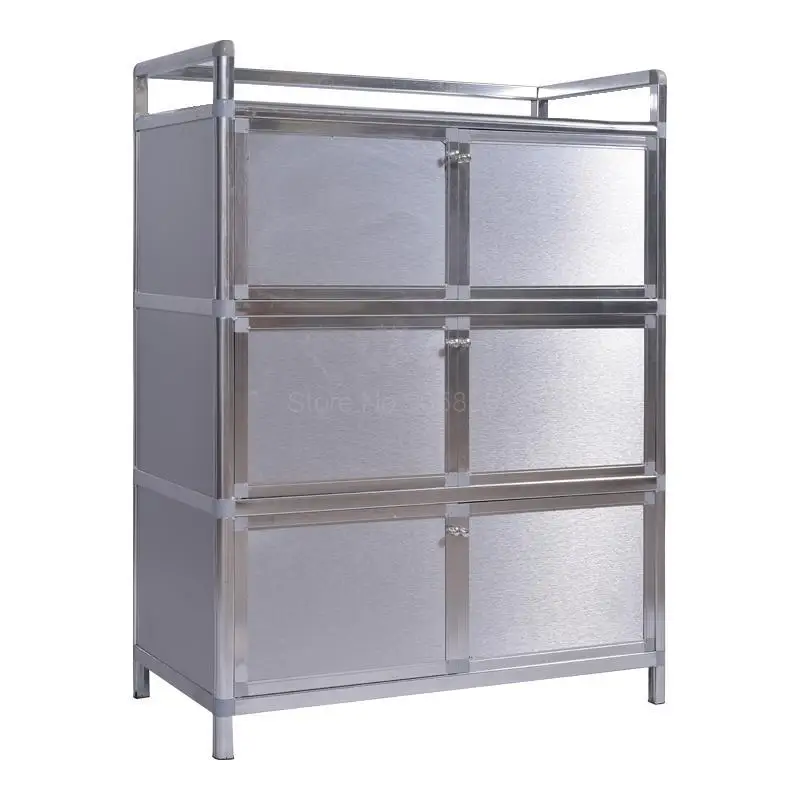 Простой толстый 304 шкаф из нержавеющей стали, алюминиевый чайный шкаф, Балконный шкафчик, буфет - Цвет: 100x45x110cm