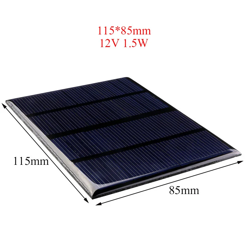 Universal 12V 1.5W Standard Epoxy Solar Panels Mini Solar Cells Polycrystalline Silicon DIY Battery Power Charge Module 115x85mm Universal 12V 1.5W Standard Epoxy Solar Panels Mini Solar Cells Polycrystalline Silicon DIY Battery Power Charge Module 115x85mm