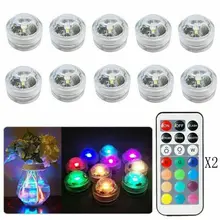 10 Led RGB погружной светильник дистанционное управление граница стиль IP67 подводный Ваза Сад Бассейн вечерние украшения ванной ночной Светильник