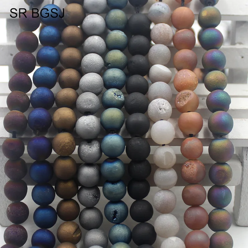 

Free Shipping 8mm 9Colors Round Stones Matte Geode Agat Onyx Beads Jewelry DIY Gems Beads Strand 15"