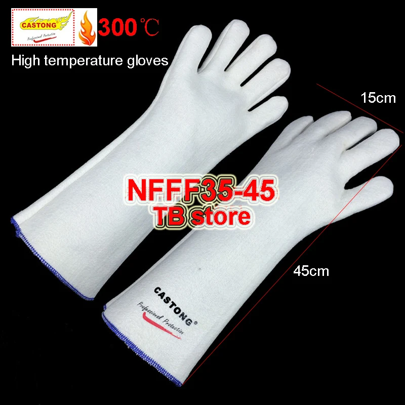 

CASTONG 300 degree High temperature gloves 45CM Lengthen fire gloves oven Baking welding Anti-scald safety gloves working