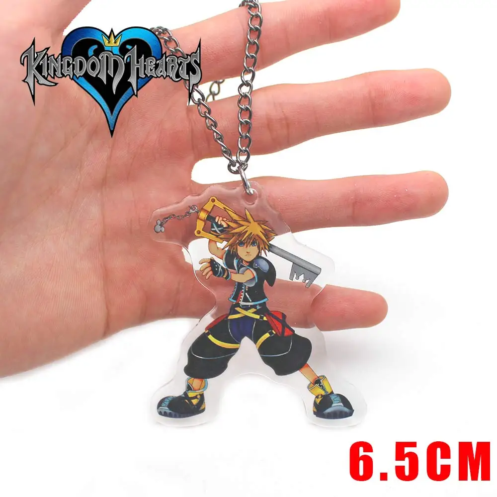 

POFUNUO Game Kingdom Hearts Sora Riku Key Symbol PVC Pendant Necklace Keychain Keyring Ornament Cosplay Collection Fans Gift Hot