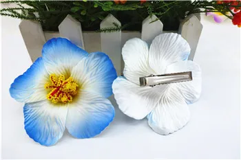 

blue Foam Hawaiian flower Hibiscus Flower bridal hair clip 9cm n-1