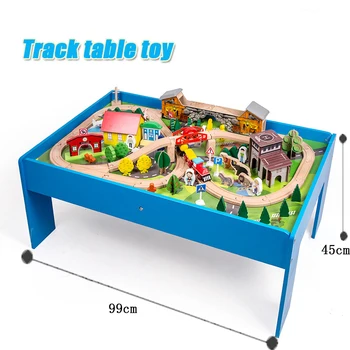 

Compatible DIY Elm 108 Piece Study Table Multi-Function Folding Storage Toys Children's Educational Toys Wood Train