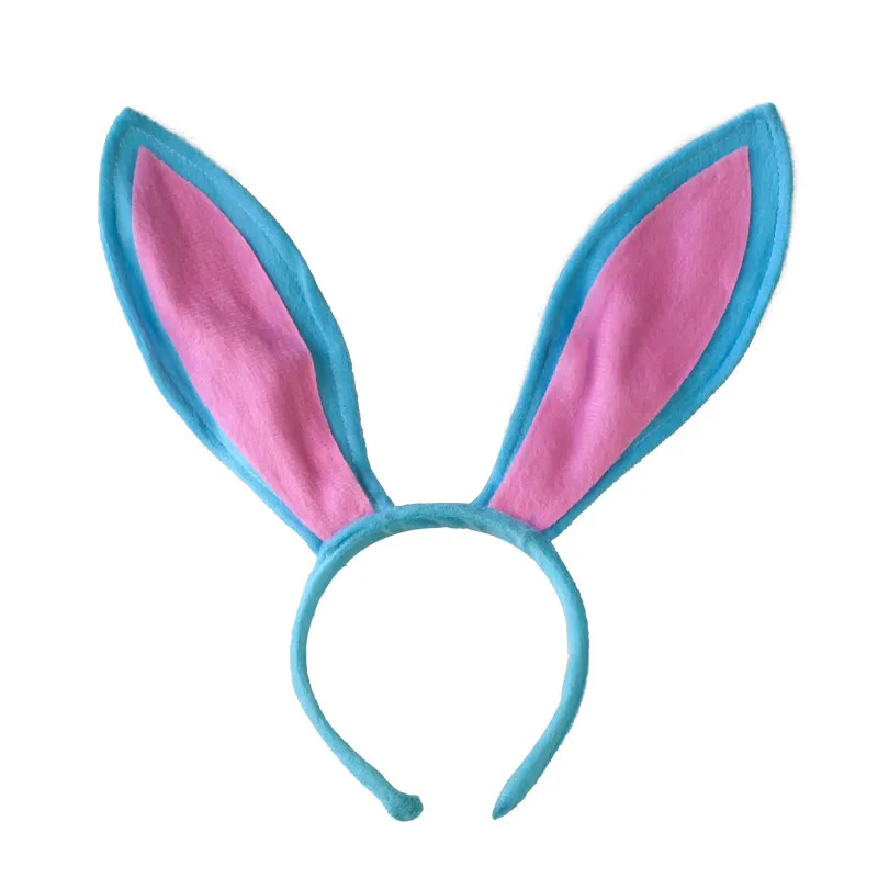 Детский костюм для взрослых, повязка на голову с заячьими ушками, черный, розовый, белый, маскарадный костюм, вечерние, большие ободки с кроличьими ушками на Хэллоуин - Цвет: blue headband