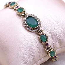 Blucome exquisito de la vendimia de cristal antiguo del oro oval de la joyería turca pulseiras brazaletes pulseras pulseira masculina los hombres de la joyería
