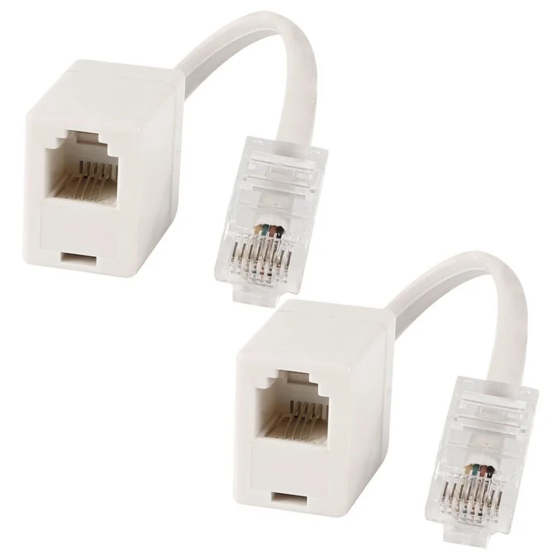 2 гнезда 8P4C/RJ45 Мужской RJ11 6P4C Женский M/F адаптер телефонный Ethernet