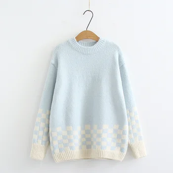 

H.SA Sweaters Fashion 2018 Women Oneck Patchwork Pullover and Jumpers Oversized Pull Sweaters Streetwear ugly christmas sweater