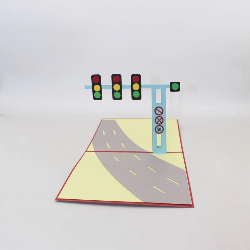  3D Laser Cut Handmade Road Traffic Lights Paper Invitation Greeting Card Kids Birthday School Safet - 33020055675
