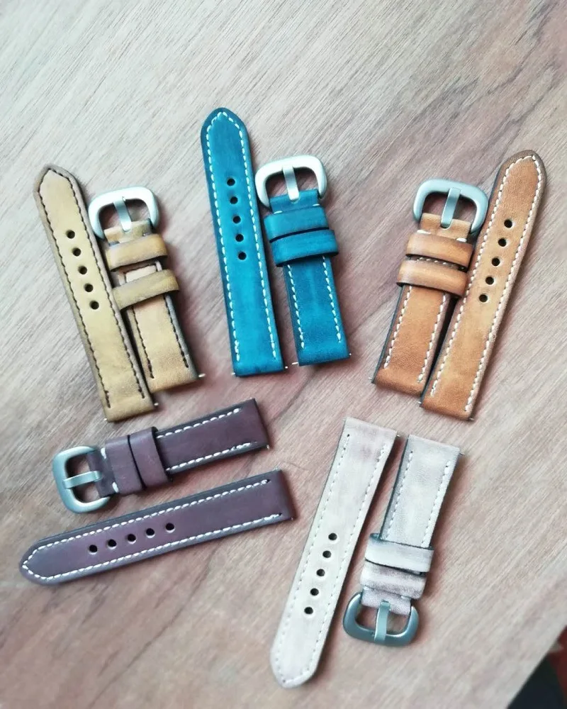 Onthelever leather retro handmade strap high leather 20mm/22mm first layer cowhide handmade color retro strap feel super leather