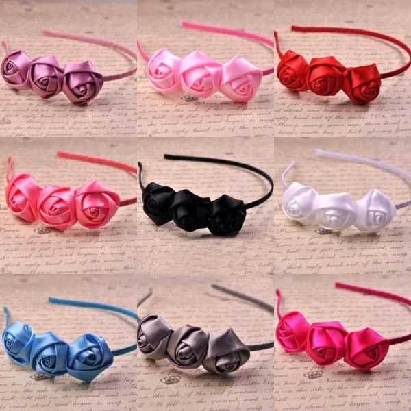 

20pcs/lot Hair Clasp Matching Mini Satin Ribbon Rosettes FlowerBaby Girls Hair Accessory Kidocheese