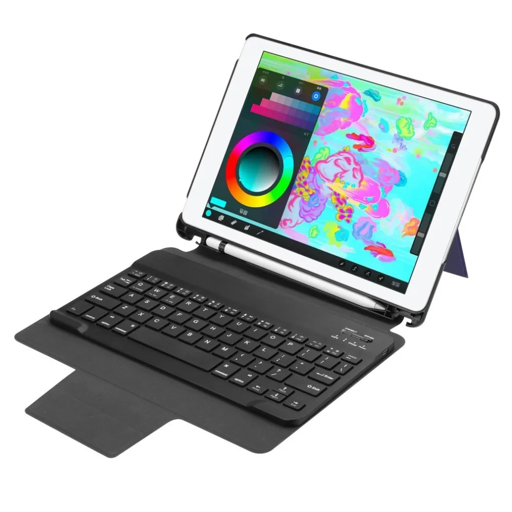 Bluetooth Keyboard Leather Protective Cover Kickstand Cover For iPad 9