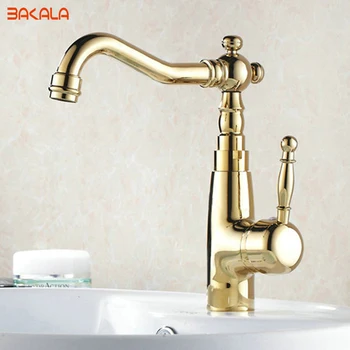 

BAKALA Hot Sale Golden Finished mixer tap kitchen faucet copper hot&cold fashion Kitchen faucet rotating for hy-833
