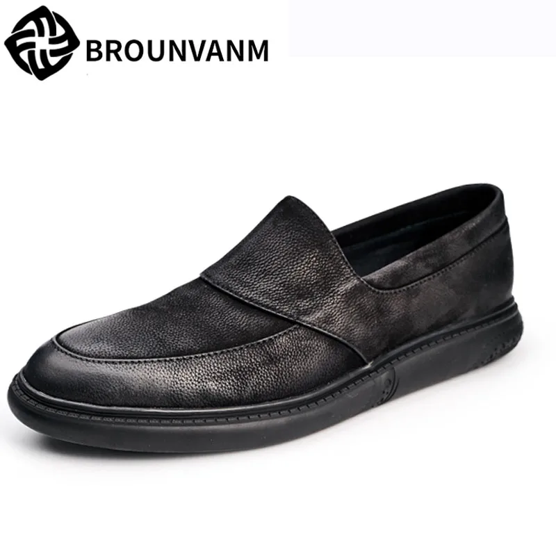 

Male loafer Men's Leather shoes soft British tide casual shoes spring and autumn British retro shoes men all-match cowhide