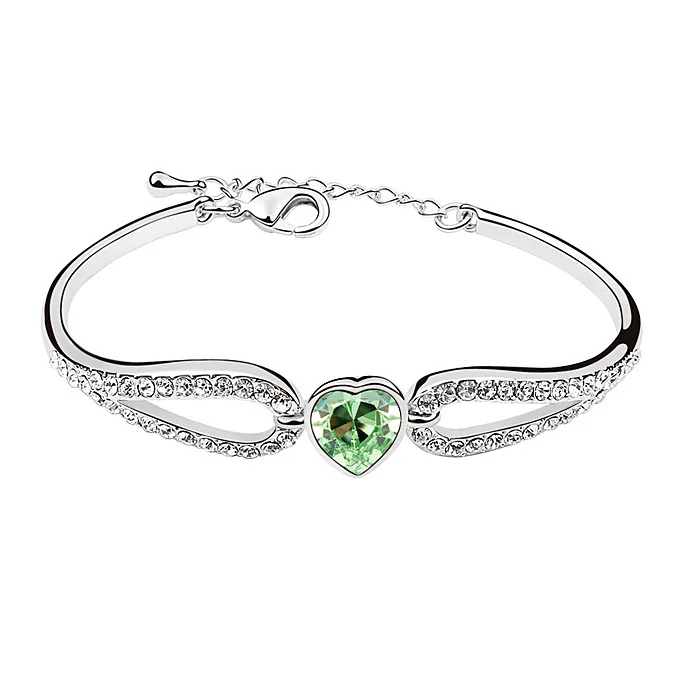 Женский браслет с кристаллами Сваровски в форме сердца|charm bracelets bangles|bangles for womenheart