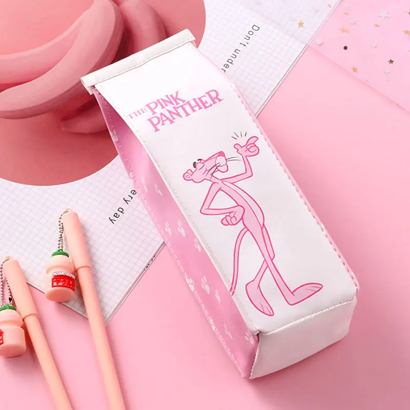 Розовый студенческий подарок Креативный красивый кот молочная коробка стильная ручка сумка розовый чехол для ручки милые животные пантера карандаш милый кошелек - Цвет: 2