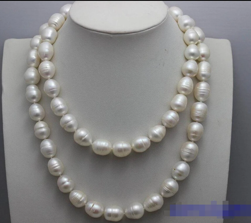 

HOT 003522 white tear-drop Freshwater pearl Necklace 12x14mm 33""Handmade", Alloy, Beauty