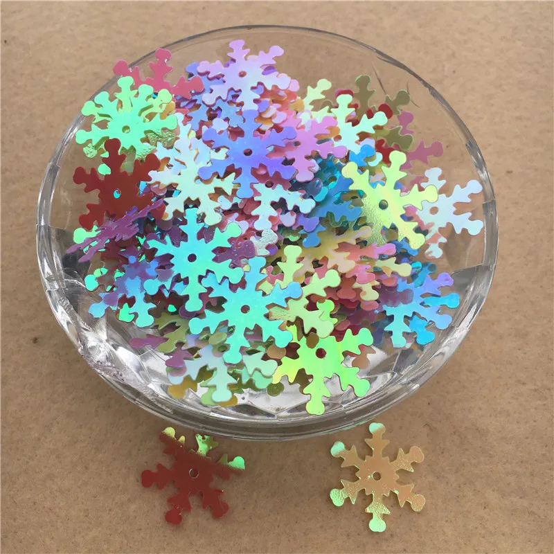 

400PCS Mixed Color 19mm Christmas Snowflake Sequins Paillette Sewing Embellishment Findings DIY Clothes for Decoration