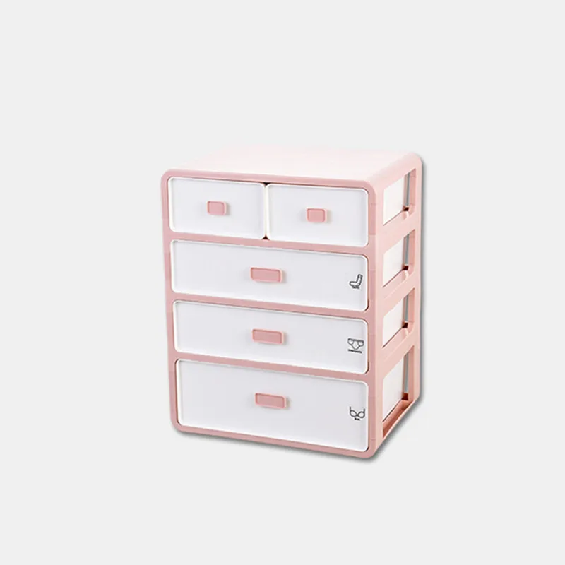 Пластиковый многослойный органайзер для нижнего белья, прикроватный столик, милый модный бюстгальтер, носки, коробка для хранения для женщин - Цвет: Pink-L