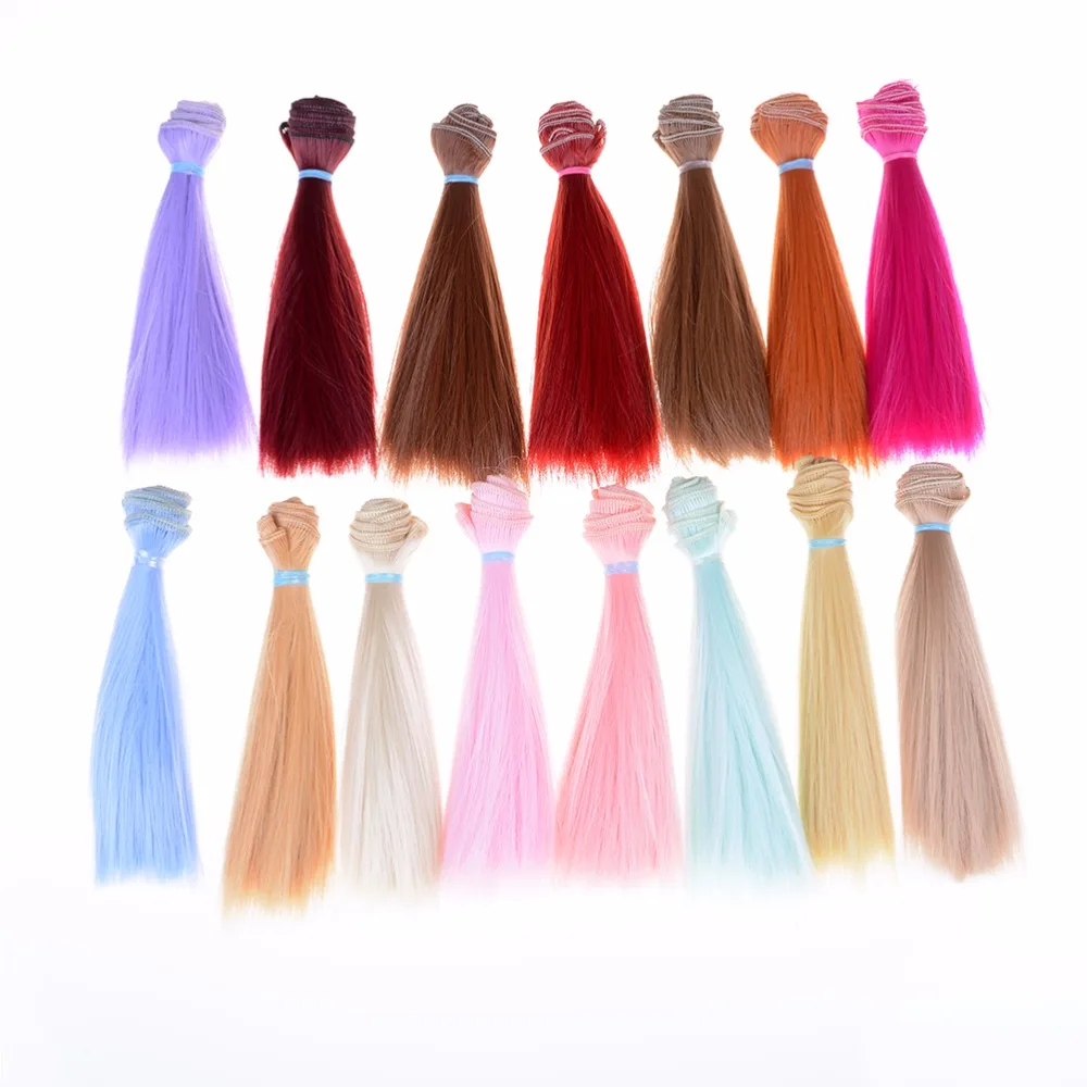 

1PCS Natural Color Thick BJD Multi-colors Straight Hair Wigs High-temperature Material 15 cm Long Doll Hair Doll Accessories