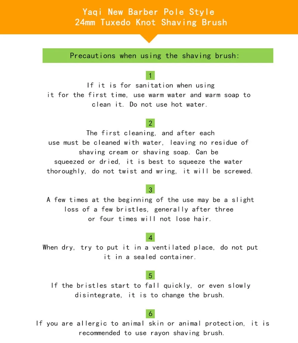 Yaqi парикмахерский полюс стиль 24 мм смокинг узел щетка для бритья