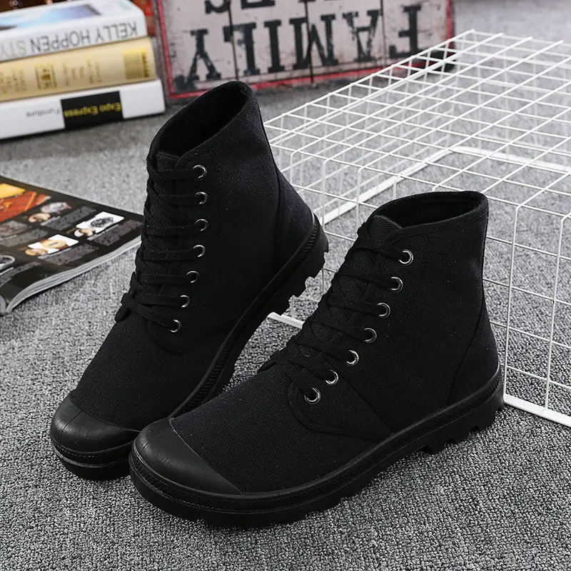 

2019 Men Casual High Top Canvas Shoes Men Zapatillas Deportivas Sapato Masculino Flats ALL Black LL-32Z