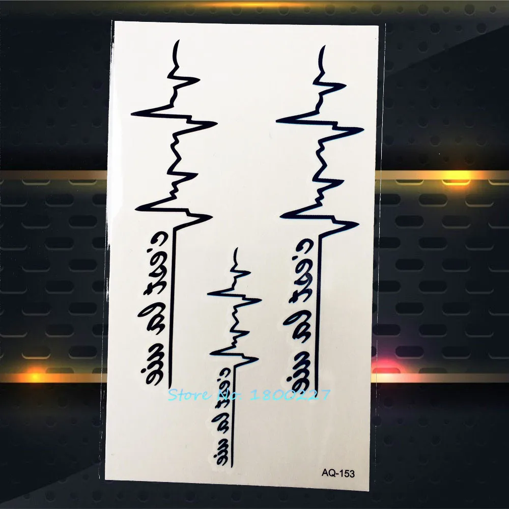 

1PC Waterproof Temporary Tattoo Stickers ECG PAQ-153 Hot EKG Summer Style Tattoos Paste Women Fake Removable Cardiogram Tatoo