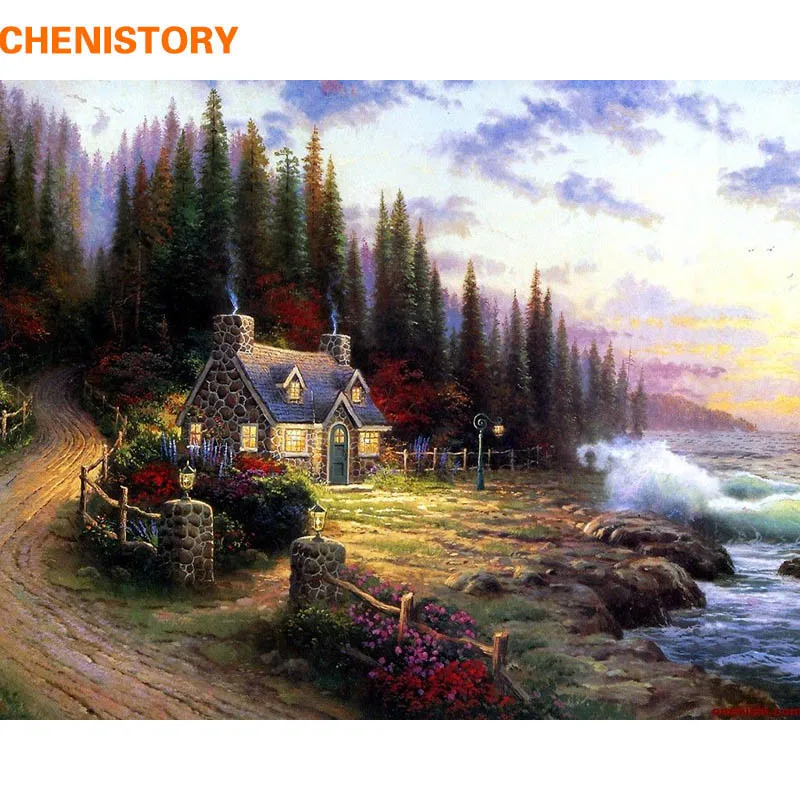 CHENISTORY Сельский пейзаж DIY живопись по номерам домашний настенный художественный