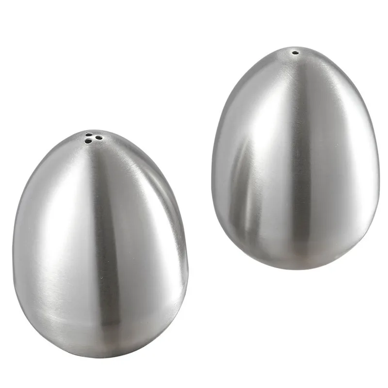 

2 Pieces Stainless Steel Pepper Shaker Egg Shaped Salt Shaker Set