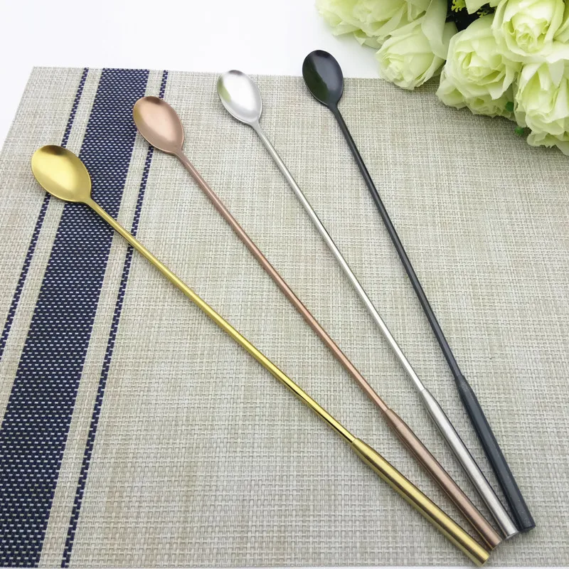 

Stainless Steel 30.5cm Long Handle Mixing Spoon Long Handle Cocktail Mixing Spoon Ice Cream Round Scoop Stirring Rod 4pcs/set